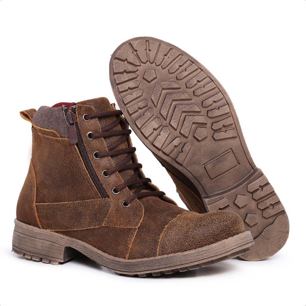 Bota Masculina Coturno Couro Legitimo Casual Adventure Hype em Oferta na Shopee