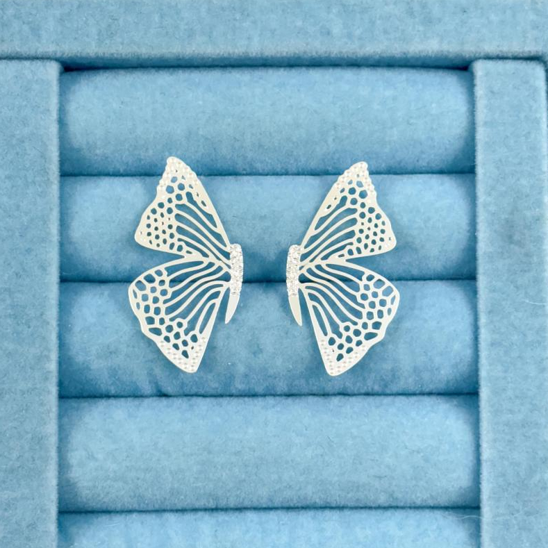Brinco Asa de Borboleta - Banhado a Prata em Oferta na Shopee