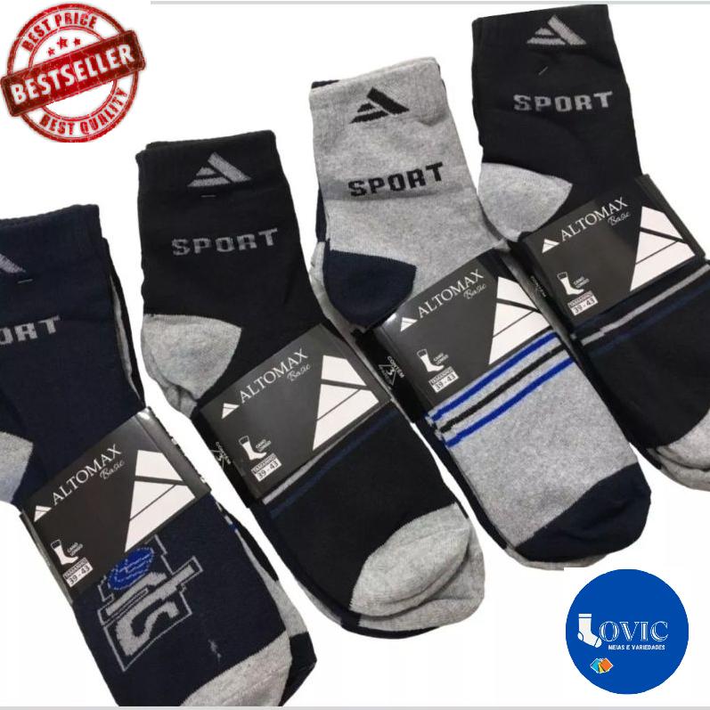 Kit Até 12 Pares De Meias Cano Longo Grosso MEN Confortável Masculina Feminina Unissex