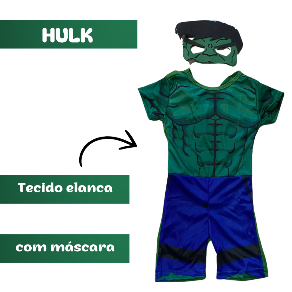 Fantasia Hulk Vingadores Infantil Carnaval em Oferta na Shopee