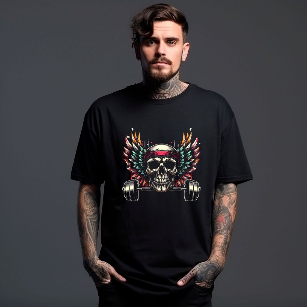 Camiseta Estampada Caveira Anilha Academia GYM Treino Pesado 100% Algodão Imperdivel