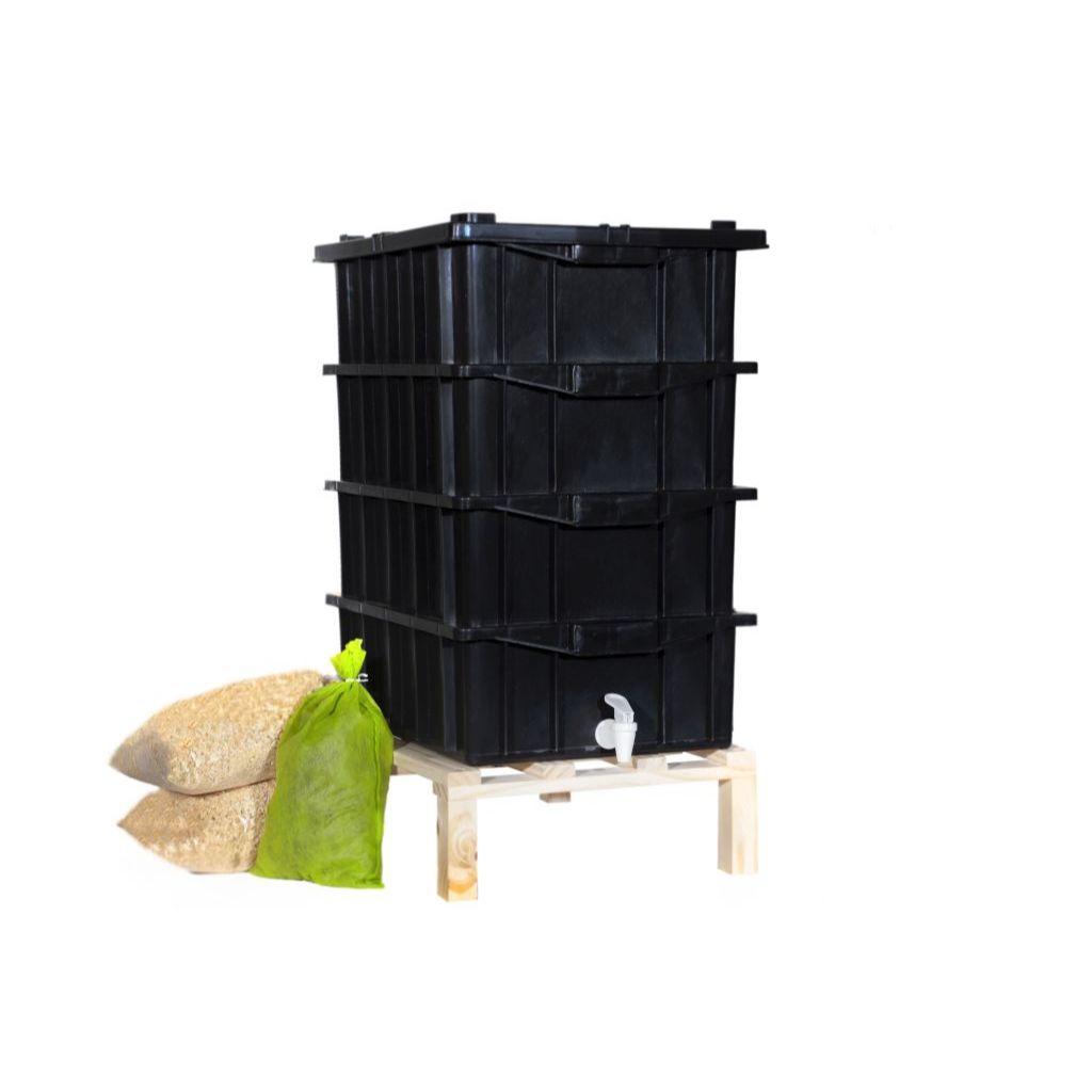 Composteira Doméstica 15 l com 4 andares e Suporte Completa para uso