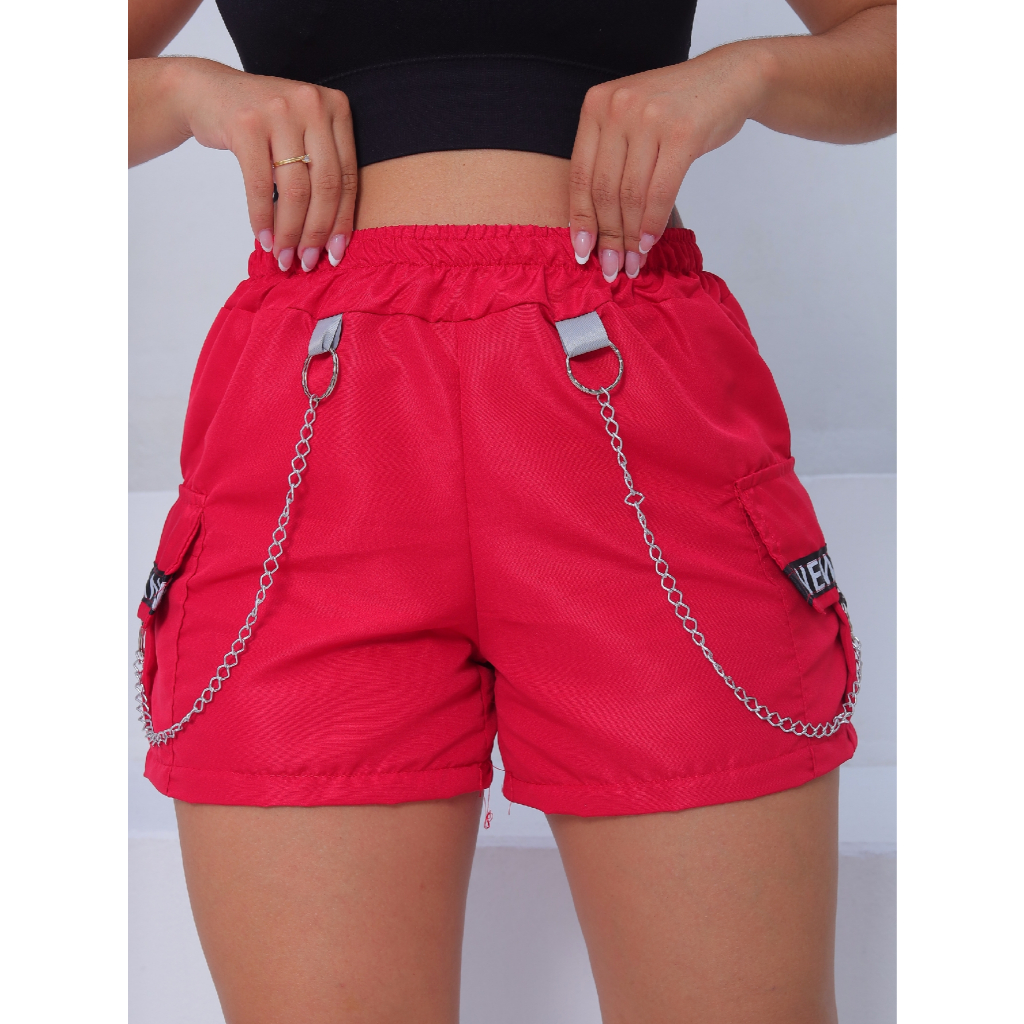 Short Shortinho Feminino Cargo PREMIUM Tactel FERNANDA Moda Gringa New York Bolsos Laterais em Oferta na Shopee
