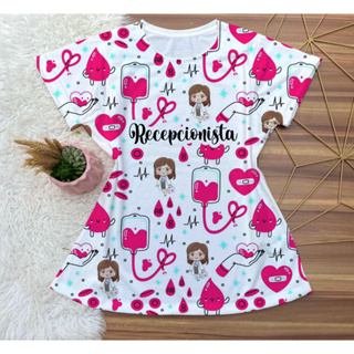 Camiseta T-shirt Recepcionista Hospitalar Feminina em Oferta na Shopee