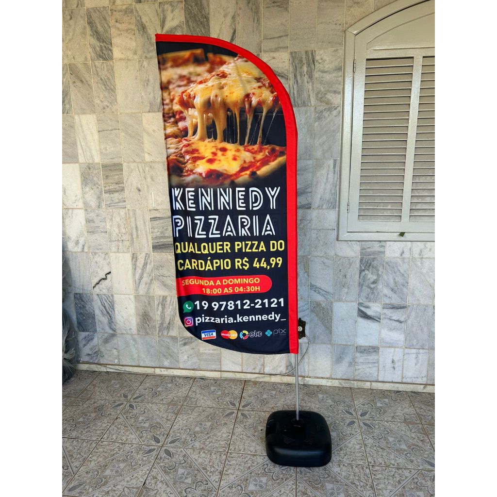 Kit 1 Windbanner Completo Com Base E Hastes + Arte Gratis 2mx70