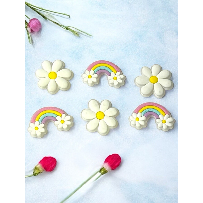 10 Aplique Emborrachado Infantil Flor Arco Iris Laços Tiaras Prendedores Artesanato DIY