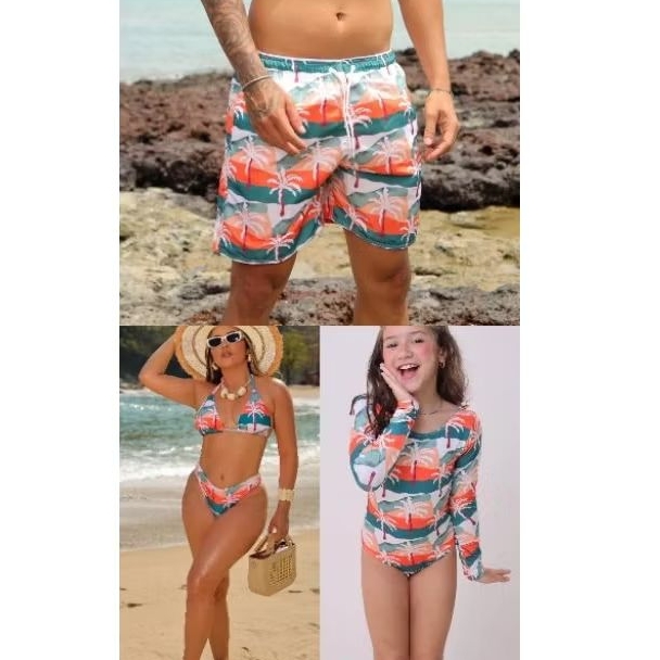 Kit Moda praia - Família completa combinadinhos biquíni com bojo asa delta