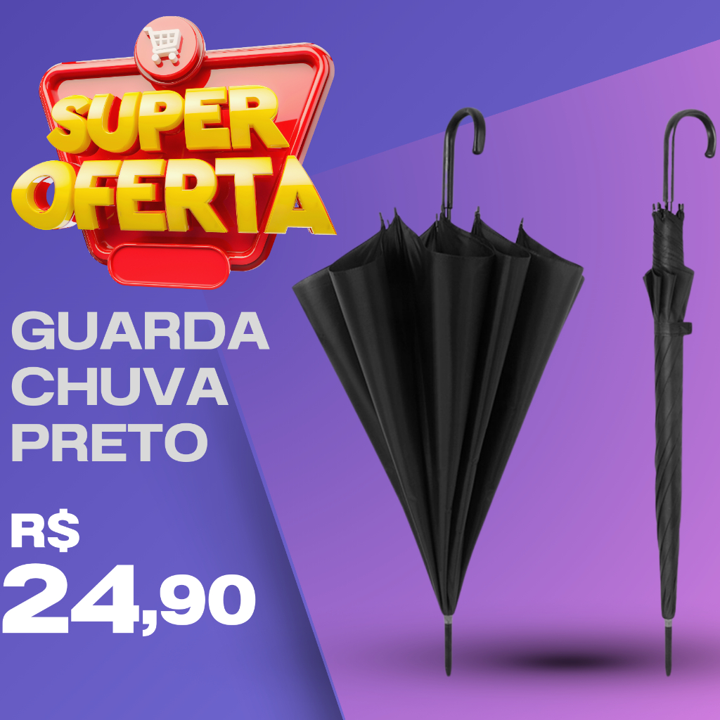 Guarda Chuva Portaria Cabo Reto Grande Reforçado Contra Vento em Oferta na Shopee