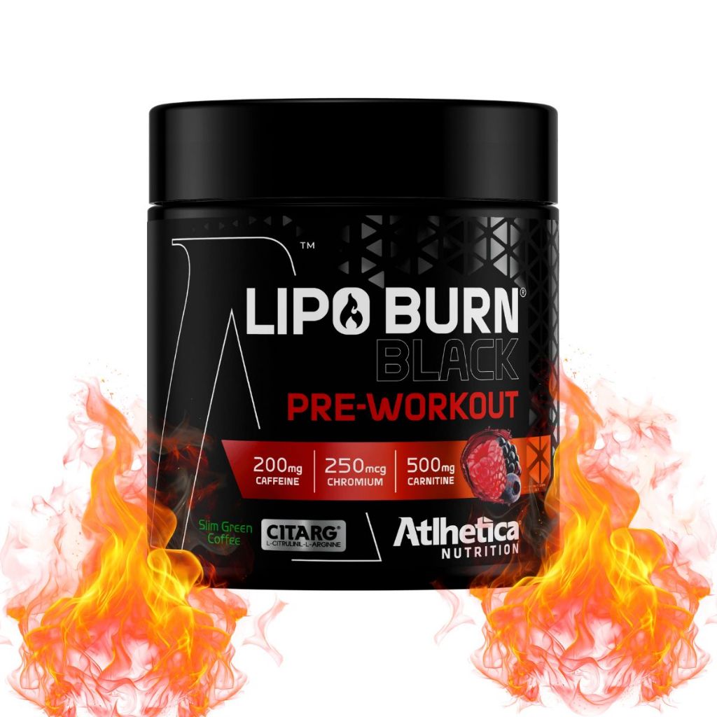 Thermogênico e Pré Treino Função 3 em 1  Lipo Burn Black Atlhetica 200g
