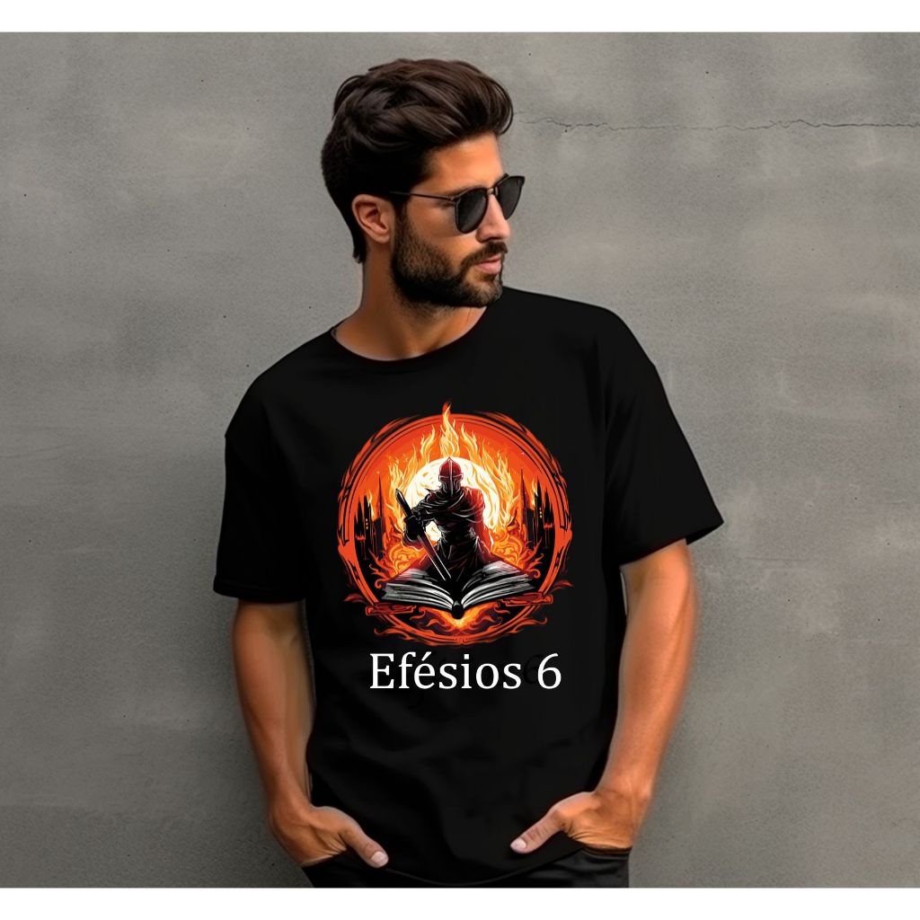 Camiseta Estampada Unissex Efésios 6 Cristo 100% Algodão IMPERDIVEL