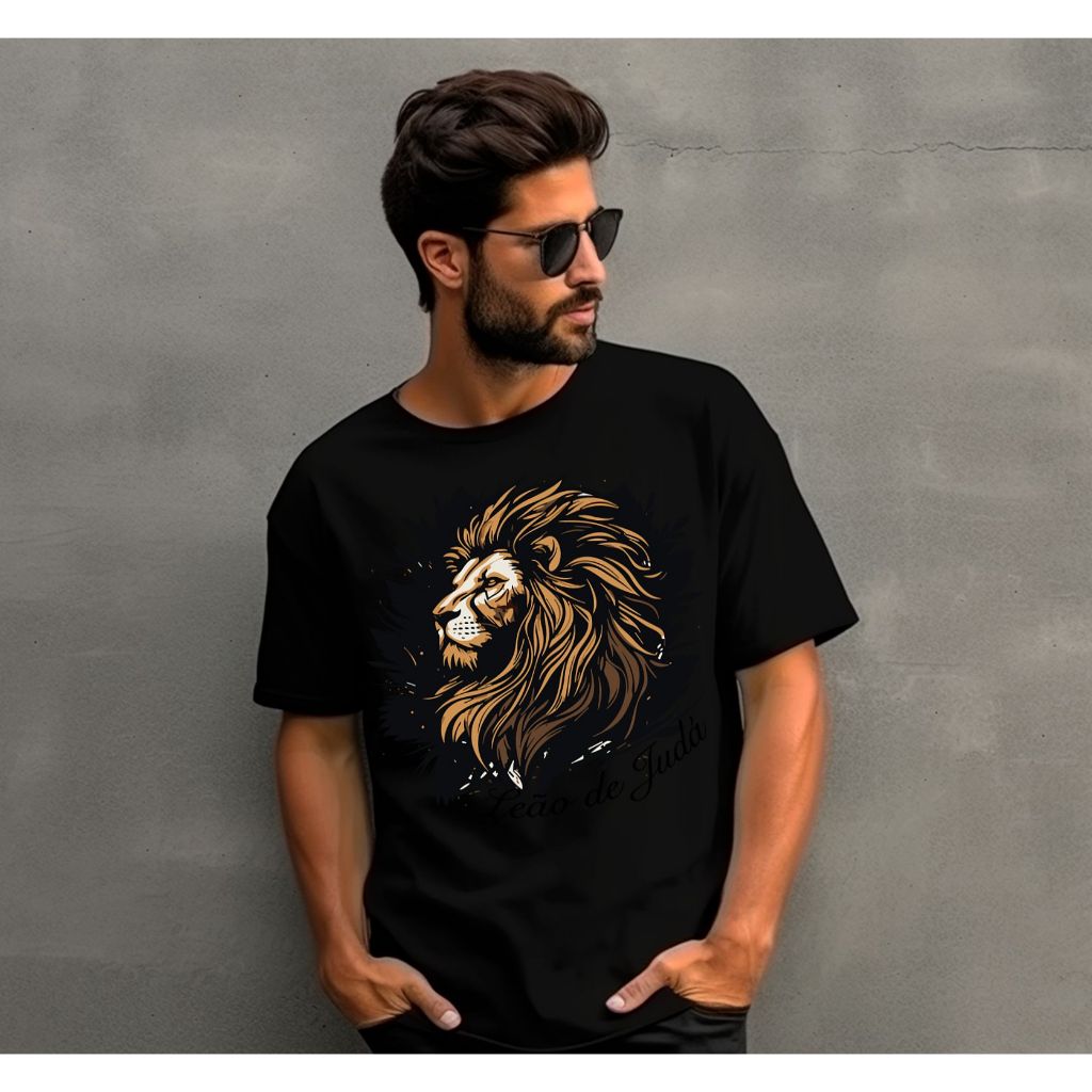 Camiseta Estampada Unissex Leão de Judá Cristo Gratidão 100% Algodão IMPERDIVEL