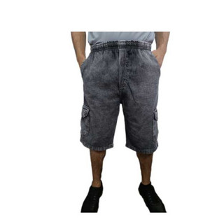 BERMUDA cargo jeans ou sarja dazzling 6 bolsos Com elástico na cintura e cordão