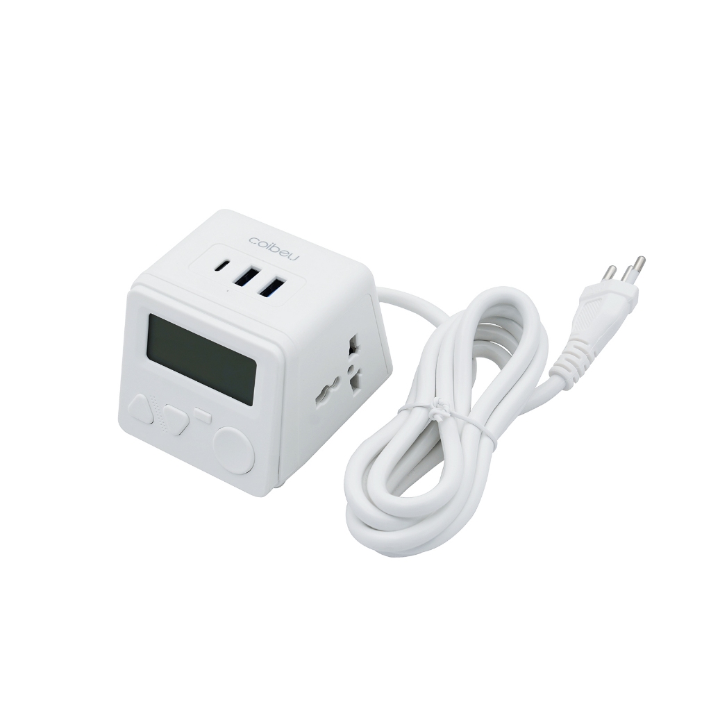 COIBEU Despertador Multifuncional com Tomadas e USB, Tipo-C e Alarme Inteligente - Ideal para Casa e Escritório em Oferta na Shopee