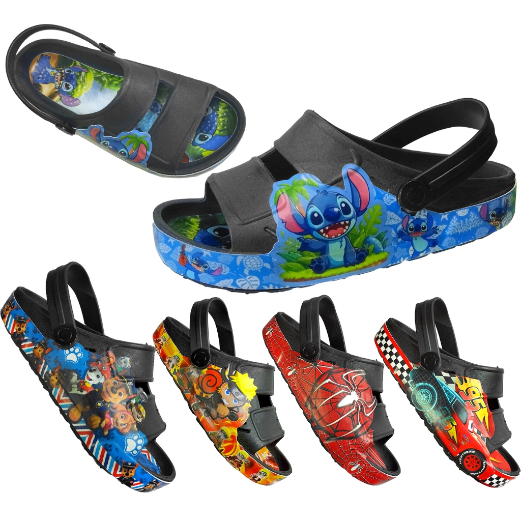 Sandália Pro Babuche Chinelo Papete Menino Infantil Carros Dinossauro Escudo Aranha Anime