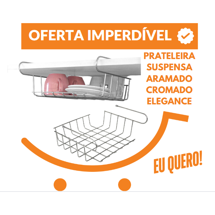 Prateleira Organizadora Suporte Cesta Aramado Suspensa Cor Cromado Elegance