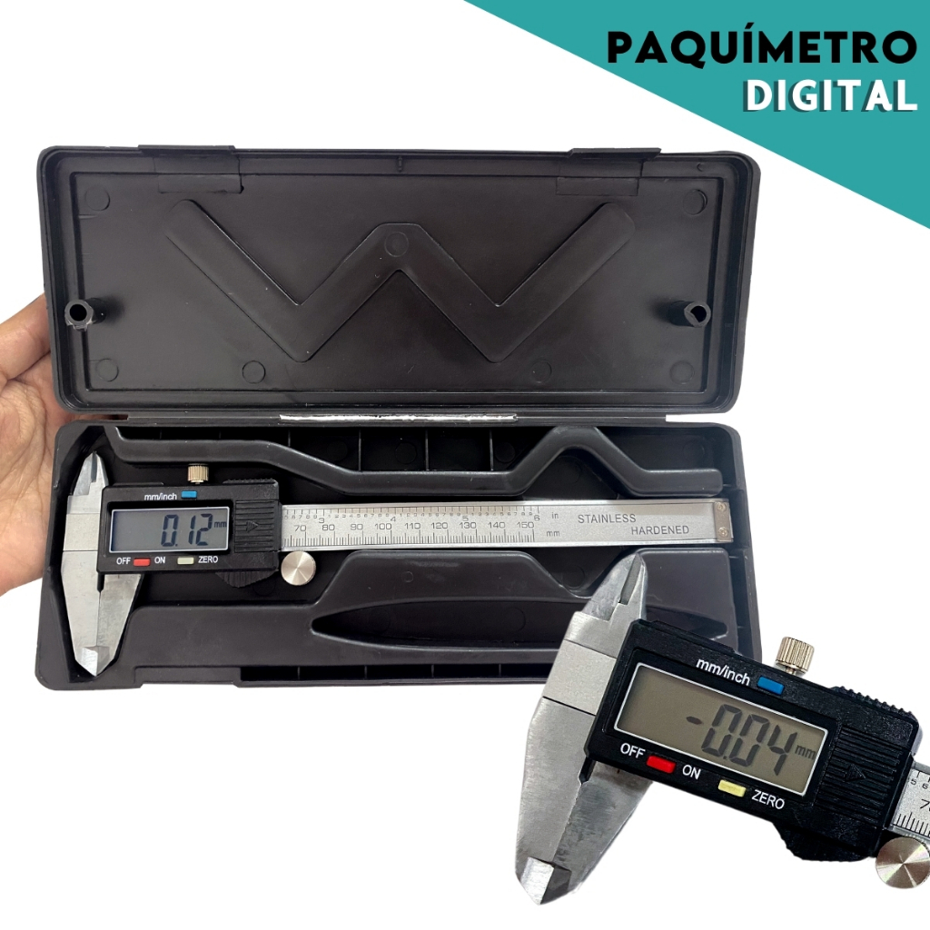 Paquímetro Digital Ferramenta Profissional Inox com Bateria Extra e  Estojo 150mm Universal Inox -CH em Oferta na Shopee