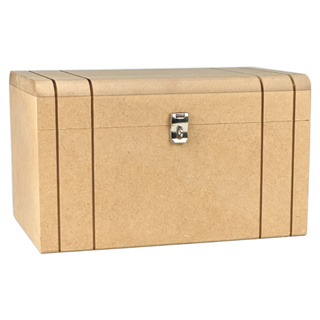 Caixa Baú De Madeira Em Mdf Cru Com Fecho para Cadeado em Oferta na Shopee