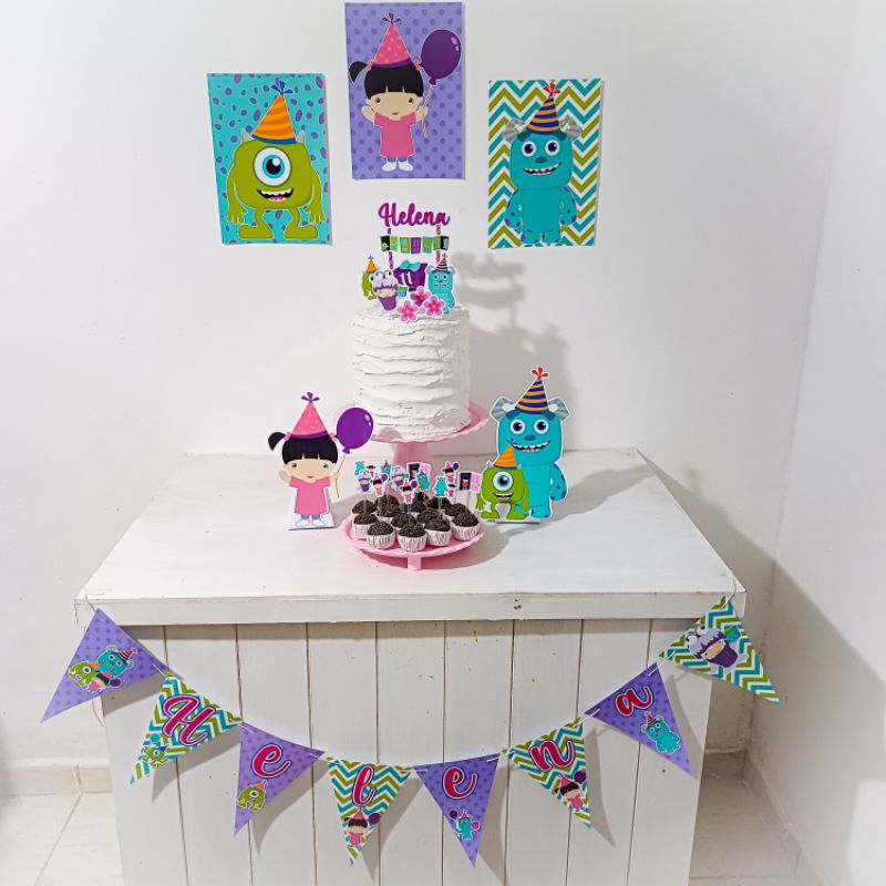 Kit Festa Monstros SA menina Personalizado Só Um Bolinho Festa em Casa Aniversário Infantil adulto Mesversário