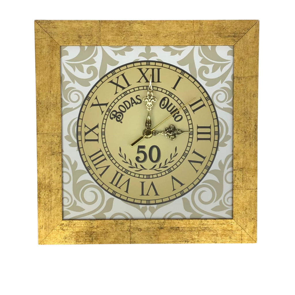 Relógio Madeira Bodas de Ouro 50 anos