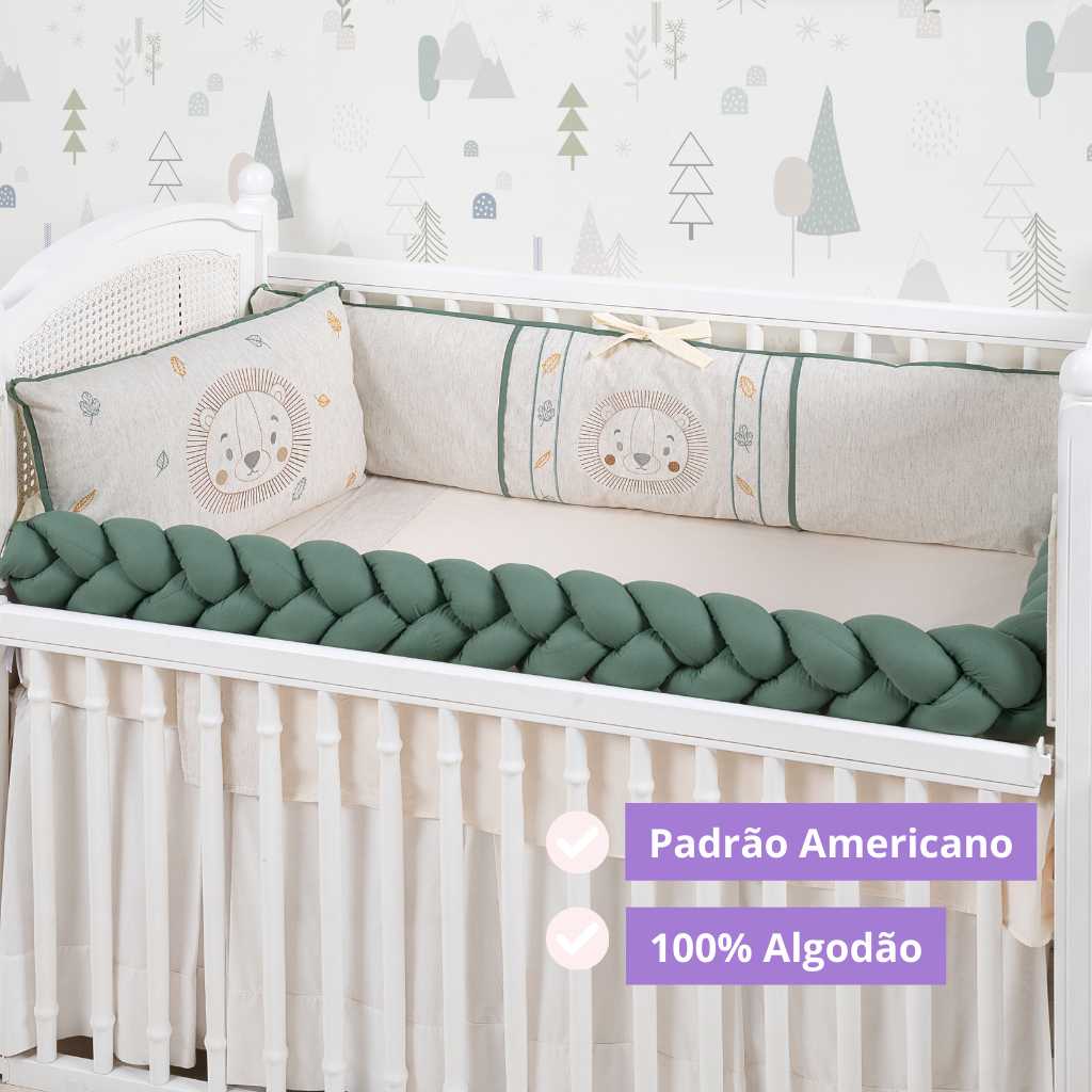 Kit Berço em Linho 08 Peças Completo Enxoval Menina Menino Vários Modelos