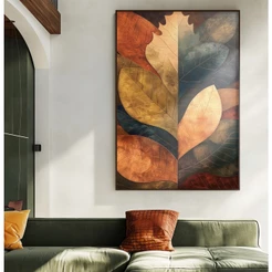 Quadro Decorativo Sala Grande Folhas De Outono Folhagem Quadros Decorativos Com Moldura E Vidro