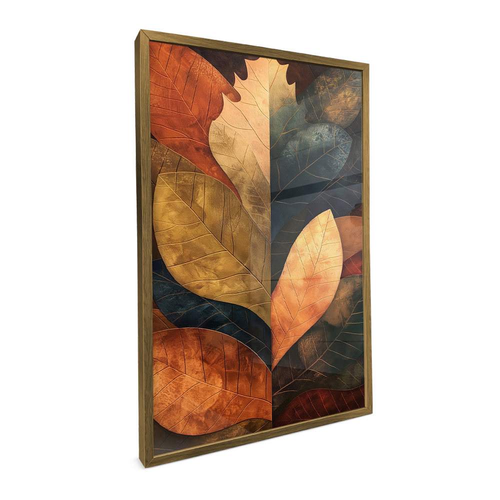 Quadro Decorativo Sala Grande Folhas De Outono Folhagem Quadros Decorativos Com Moldura E Vidro · foto 2