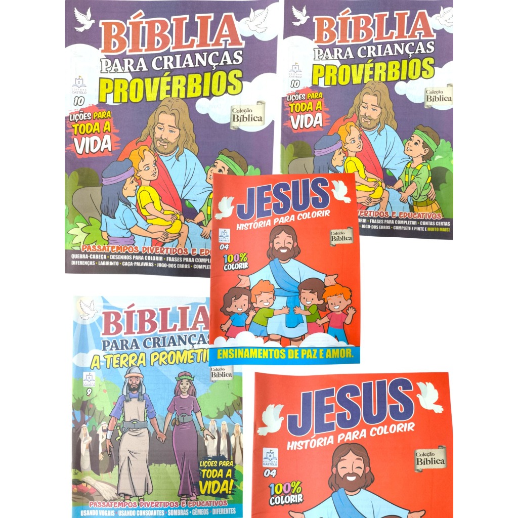 15 Kit Revistas Livro Bíblico Colorir Pintura Infantil Livrinhos Festa Lembrancinha Prenda Criança