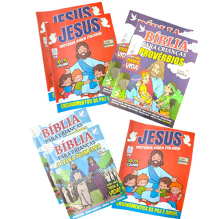 10 Kit Revistinha Bíblica Colorir Bíblico Infantil Livro Igreja Desenho Lembrancinha Criança Prenda em Oferta na Shopee