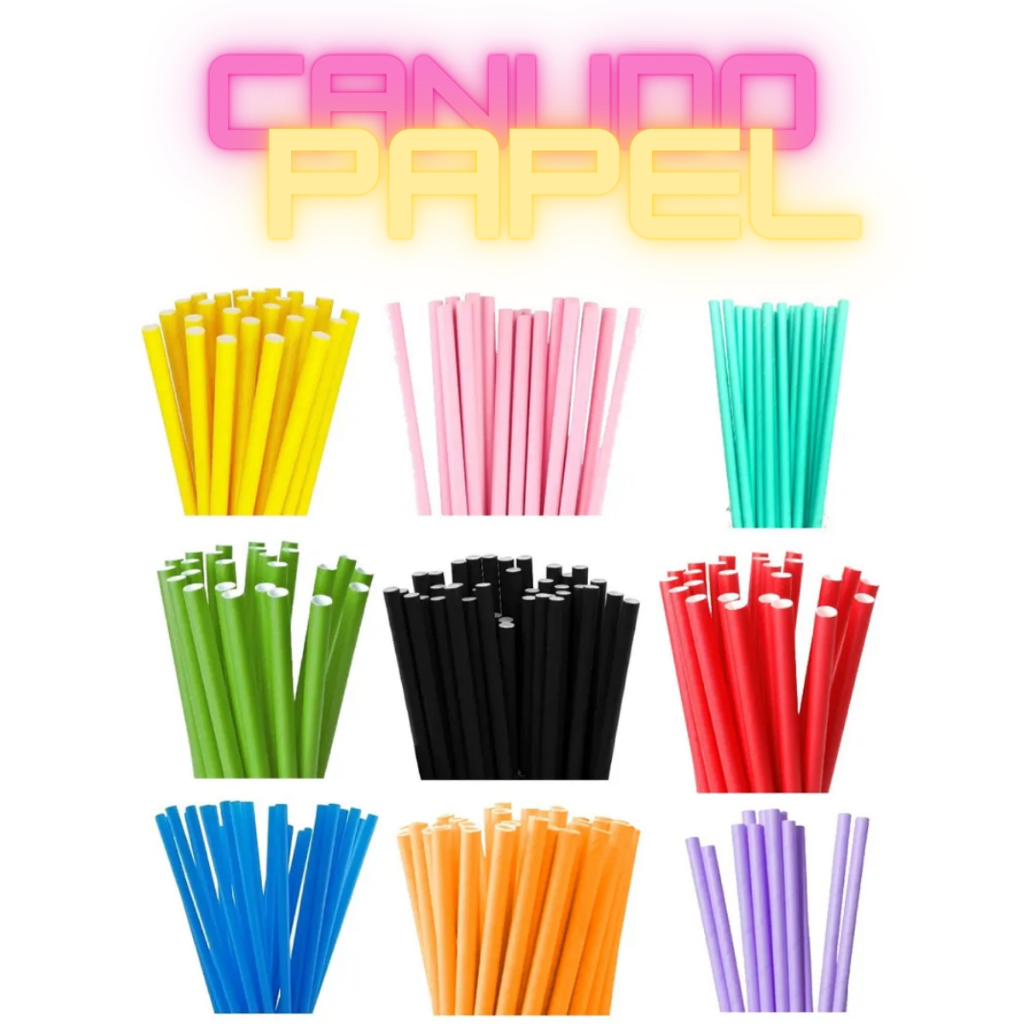 50 Unid Canudo De Papel Coloridos Descartável