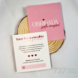 Kit 10/25/50/100 Cartões Agradecimento ao Cliente Obrigada pela Compra 9x9,8cm - Cores Variadas - Pronta Entrega em Oferta na Shopee