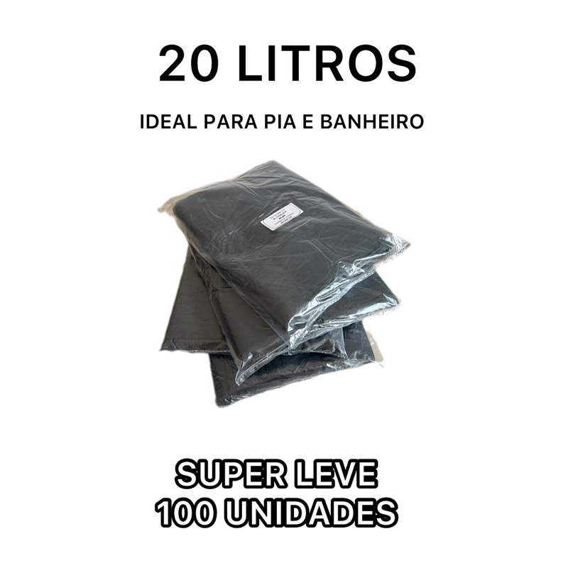 SACOS PARA LIXO 20 LITROS SUPER LEVE COM 100 UNIDADES