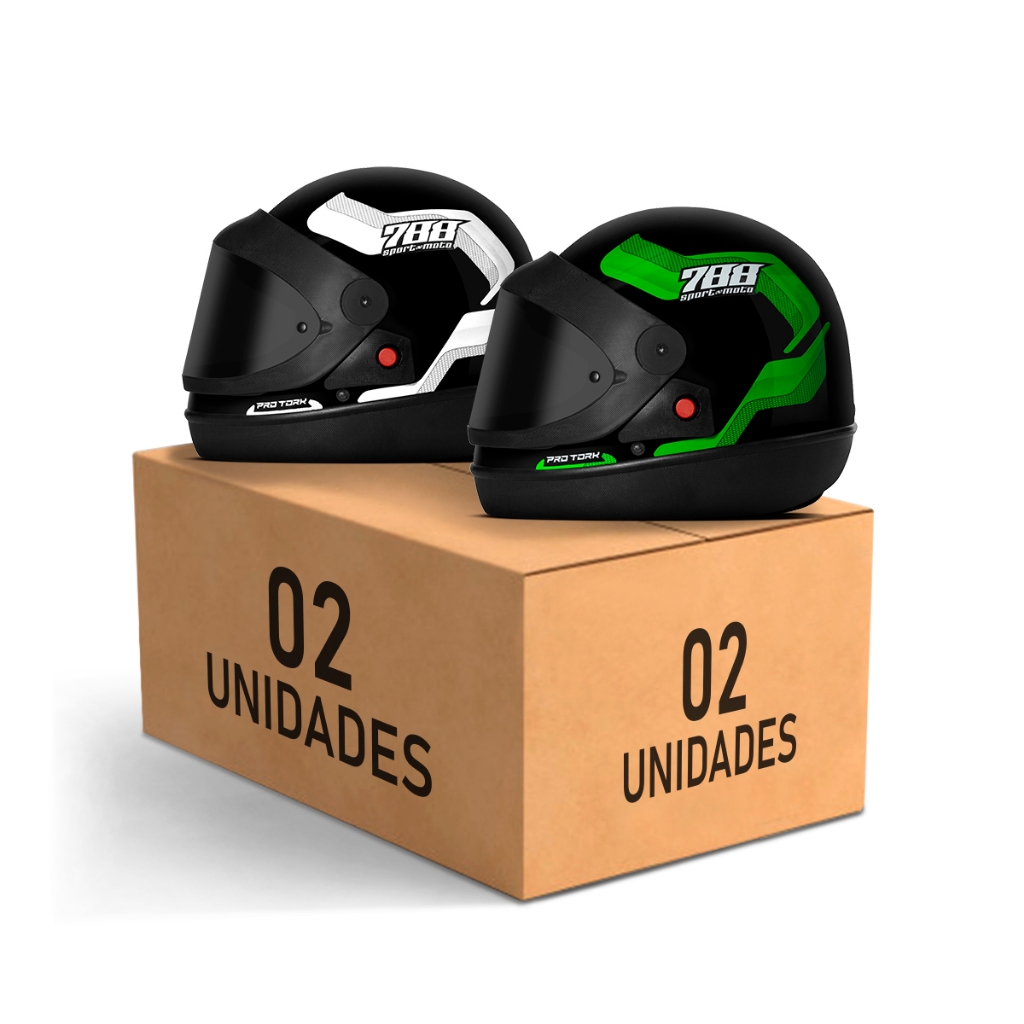 Kit Capacete Fechado Moto Masculino Feminino Pro Tork Sport Moto 788 Viseira Fumê Automático Verde em Oferta na Shopee