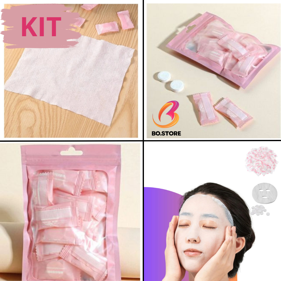 Kit 150 Unidades Máscara Facial ou Toalhas Desidratada Comprimido Compactada para Rosto e Corpo