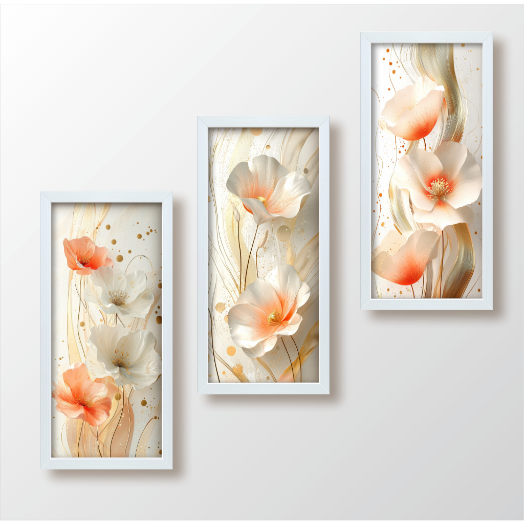 kit 3 quadros decorativos lavabo banheiro cozinha sala de jantar copa parede moderno com moldura