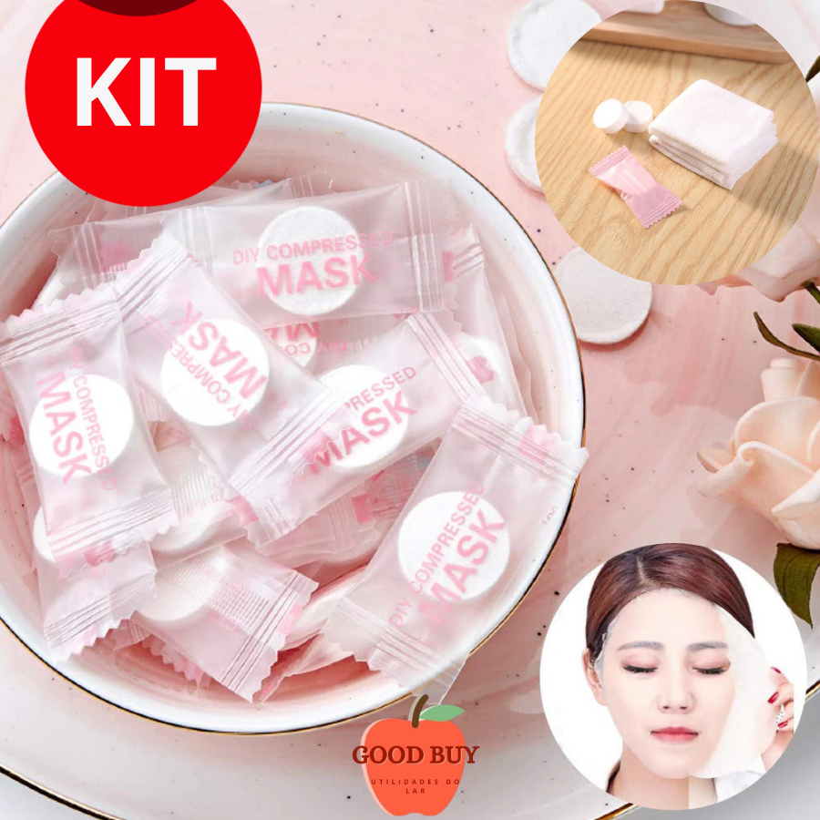Kit 150 Unidades Máscara Facial ou Toalhas Desidratada Comprimido Dia a Dia em Oferta na Shopee