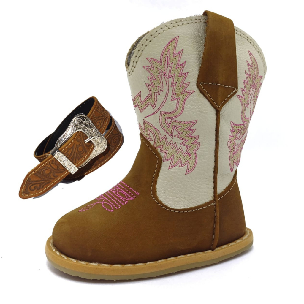 Kit Botinha Texana Feminina Boiadeira+Cinto em Couro Country Menina