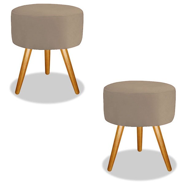 2 Puf, Puff Para Sala, Puff Redondo, Suede Várias Cores Decoração de Sala
