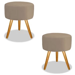 2 Puf, Puff Para Sala, Puff Redondo, Suede Várias Cores Decoração de Sala