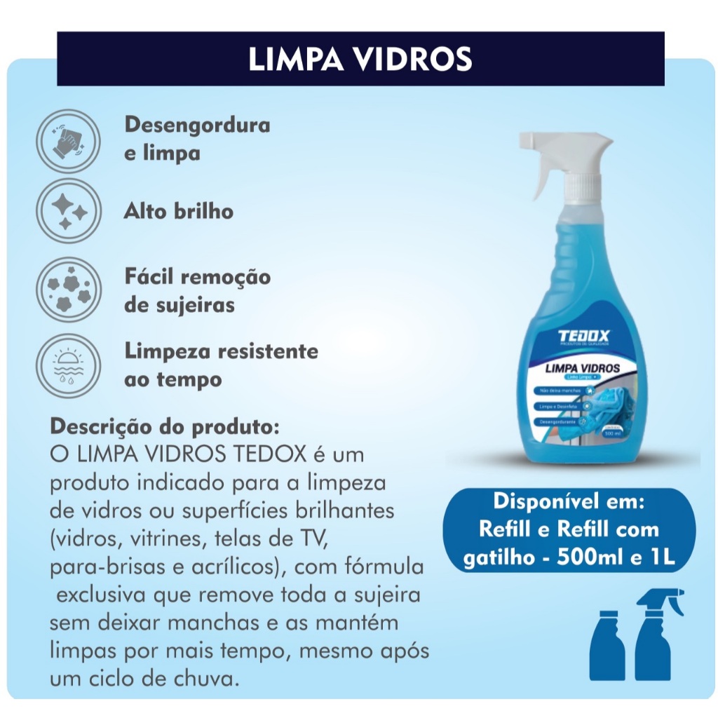 Limpa Vidro c/ Gatilho 500ml - TEDOX