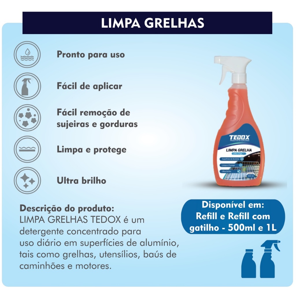 Limpa Grelha O Desengordurante Profissional C/GATILHO 500ml  - TEDOX