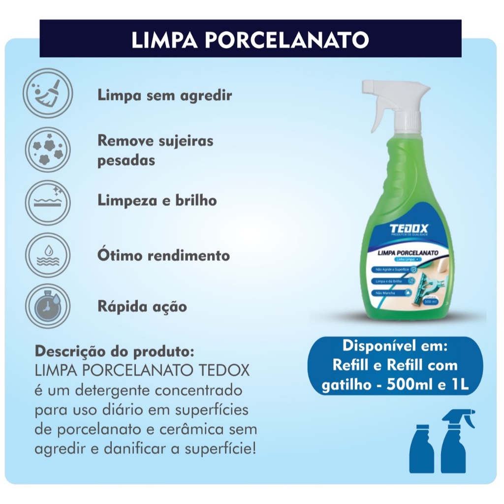 Limpa Piso Porcelanato 500ml - TEDOX