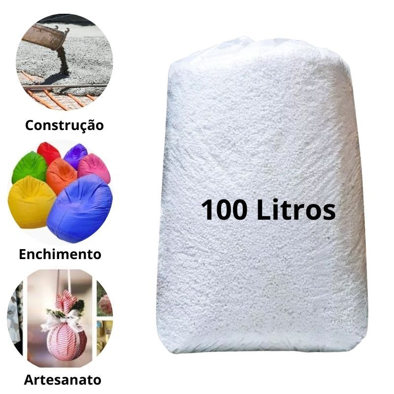 100 Litros de Isopor Flocado Para Construção Civil e Enchimento de Puffs