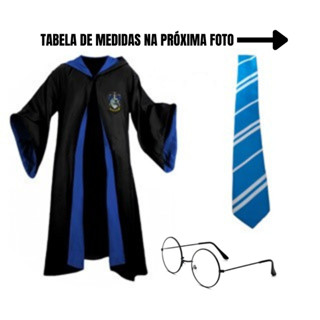 MANTO + GRAVATA + ÓCULOS Harry Potter Corvinal Adulto e Infantil em Oferta na Shopee