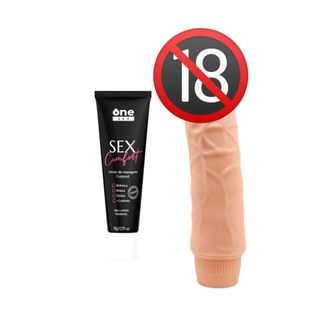 Pênis Realistico Com Vibração Multivelocidade + Creme de Massagem Anal Sex Comfort em Oferta na Shopee