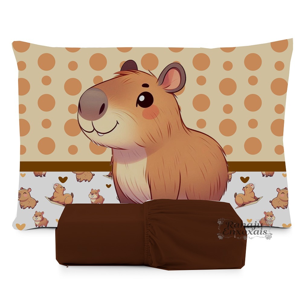 JOGO DE LENÇOL SOLTEIRO INFANTIL CAPIVARA FOFA MENINO em Oferta na Shopee