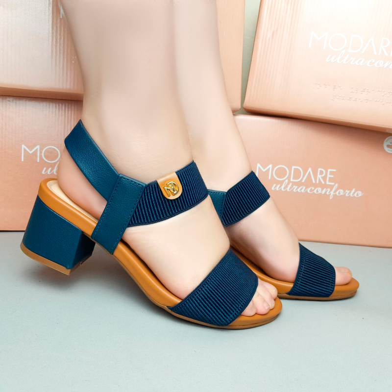 Sandália Feminina Modare Salto Bloco Tira Elástica Ortopédica Ultra Conforto Original
