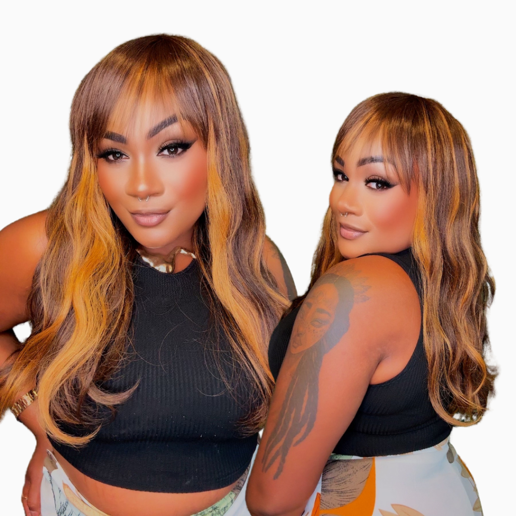 Peruca Lace Wig Ondulada Média 55cm C/ Franja Curta em Oferta na Shopee