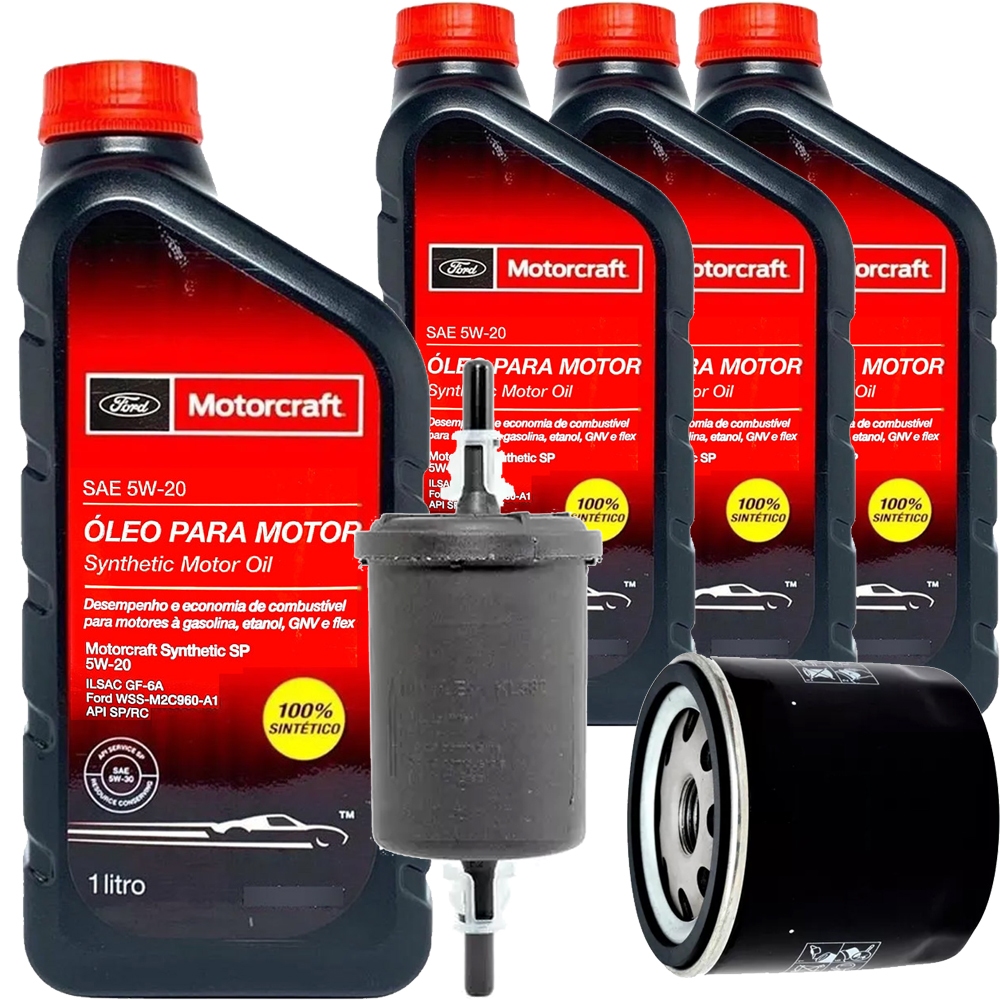 Kit Revisao Troca De Oleo 5W20 E Filtro Gasolina Ford Motorcraft Novo Focus E Novo Ka