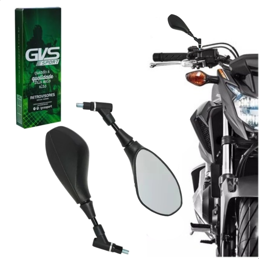Retrovisor Modelo F800 Retrátil Giro 360 GVS Modelo Mini Para Honda e Yamaha