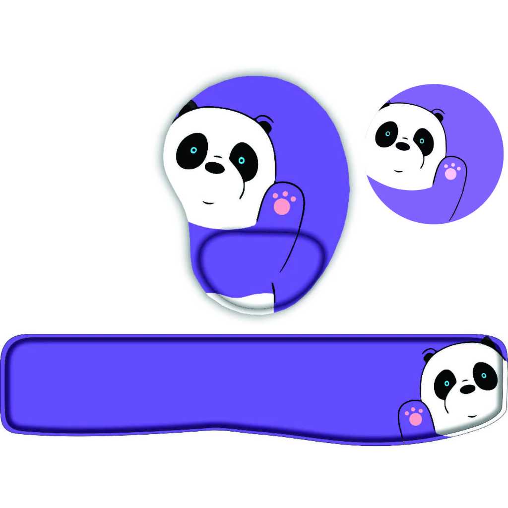 Kit Apoio de Teclado + Mouse Pad com apoio de pulso PANDA PATINHA + Porta Copos